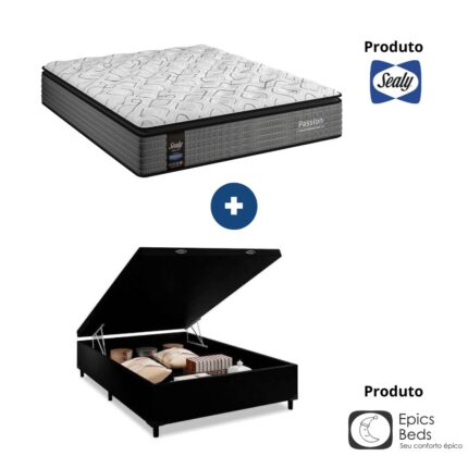 Conjunto Baú + Colchão Passion Sealy Posturepedic